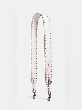 Coach White Leather Studded Shoulder Strap with Dark Hardware